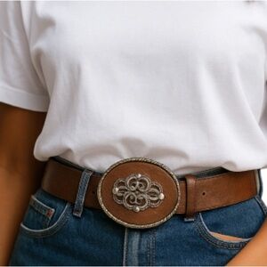 SIGNATURE Levi Strauss Boho Wide Western Belt Brown Vegan Leather Peg & Hole M/L
